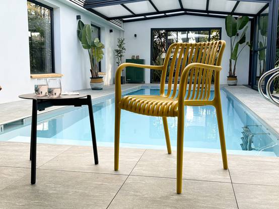Fauteuil de jardin empilable en Polypropylène - Jaune moutarde - TIAGO - Image 1
