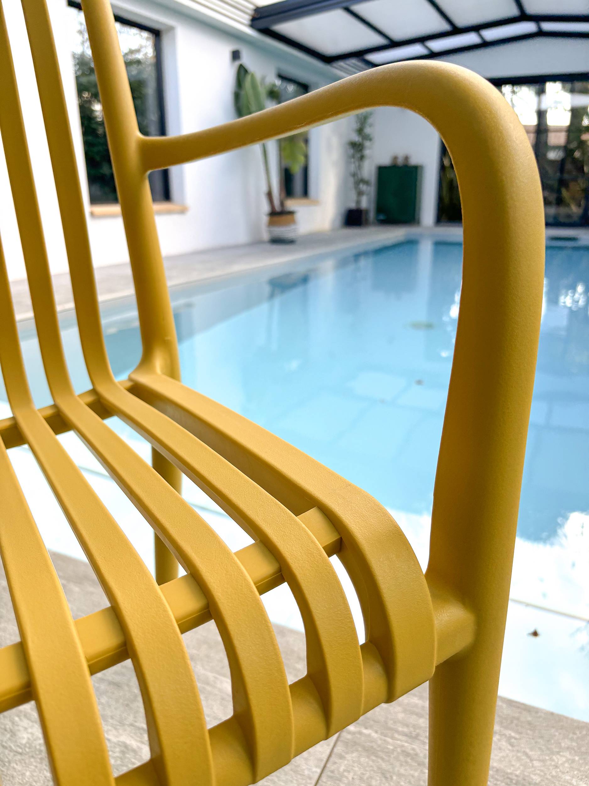 Fauteuil de jardin empilable en Polypropylène - Jaune moutarde - TIAGO - Image 3