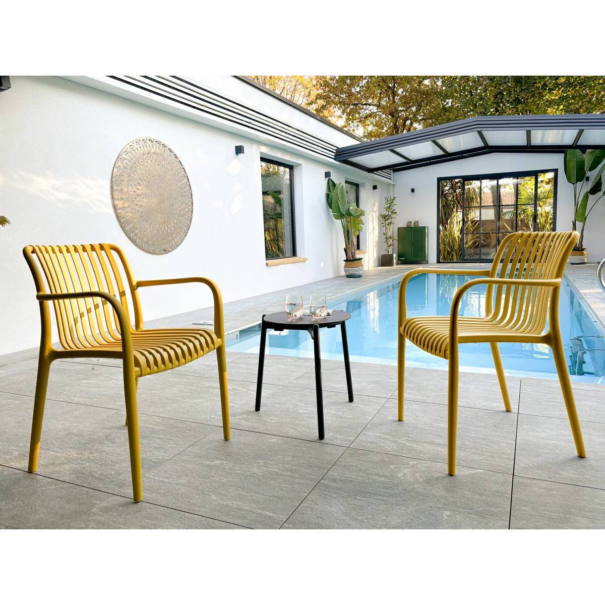 Fauteuil de jardin empilable en Polypropylène - Jaune moutarde - TIAGO - Image 8