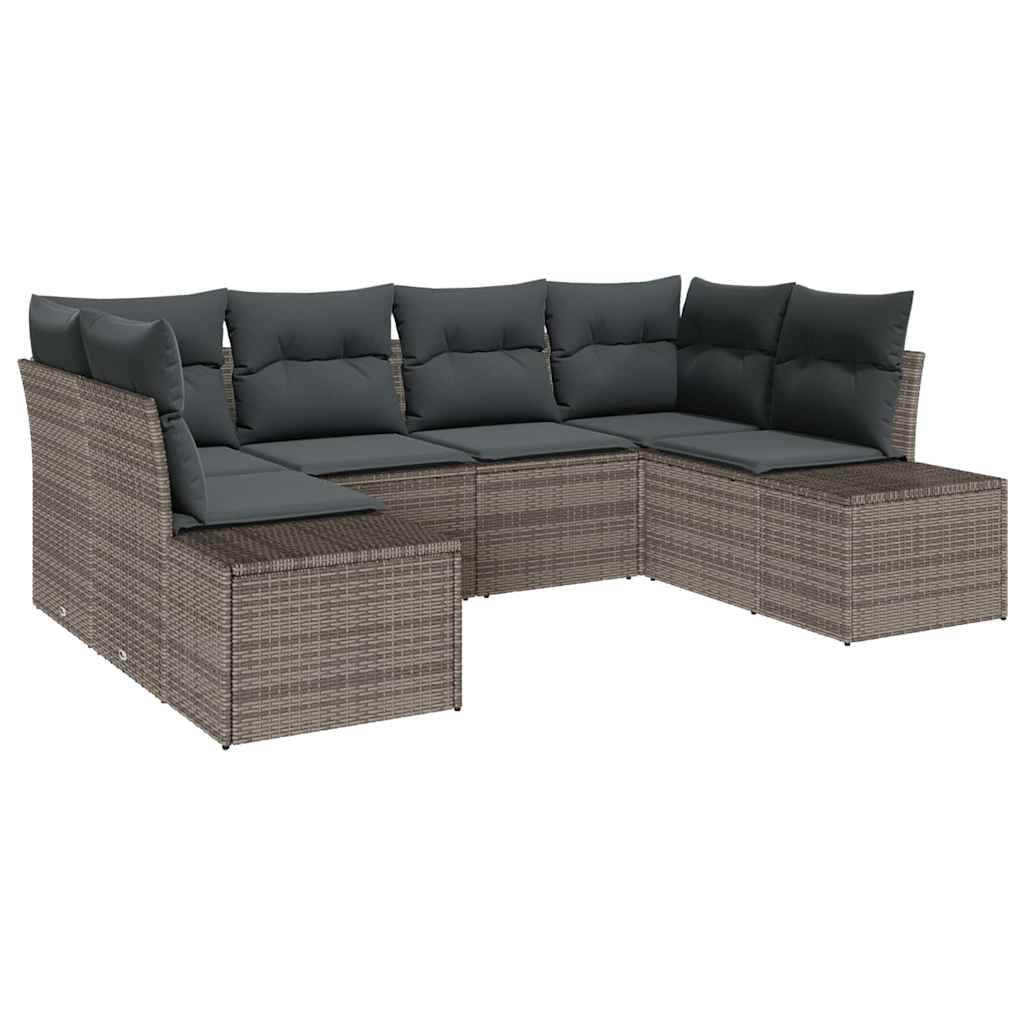 Salon de Jardin 6 Places en Résine Tressée Modulable avec Coussins pour Extérieur Gris – ComfortXL Outdoor Living - Image 2
