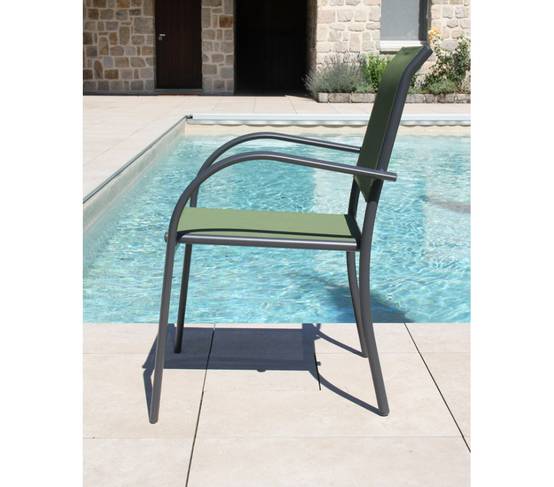 Ensemble table et chaises de jardin 8 places vert sauge HONFLEUR XL BEZIERS - Image 5
