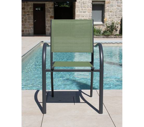 Ensemble table et chaises de jardin 8 places vert sauge HONFLEUR XL BEZIERS - Image 3