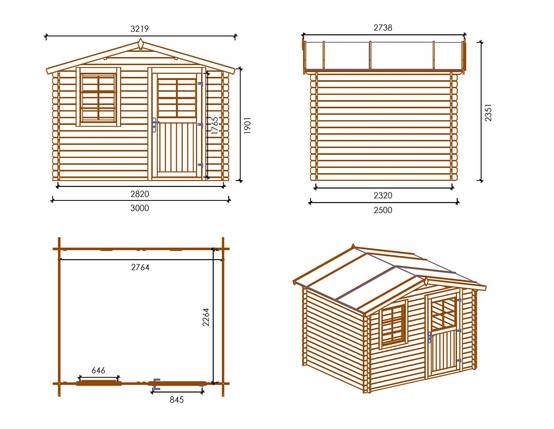 Altanka - Abri de jardin en bois - 7.5m2 - 3x2.5m - Ep. 28mm - Couleur: naturel - DOM469 - ALTANKA - Image 3