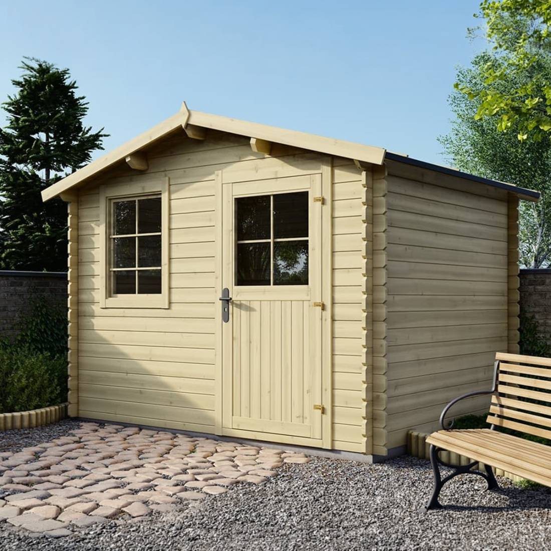 Altanka - Abri de jardin en bois - 7.5m2 - 3x2.5m - Ep. 28mm - Couleur: naturel - DOM469 - ALTANKA - Image 2