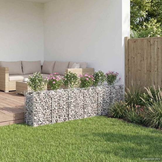 PANGIVO - Lit surélevé gabion acier argenté 300 x 50 x 80 cm - PANGIVO - Image 4