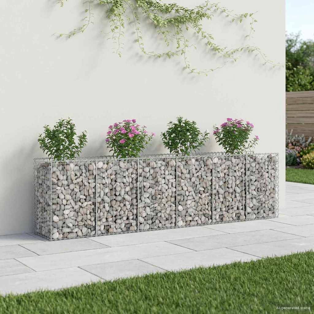 PANGIVO - Lit surélevé gabion acier argenté 300 x 50 x 80 cm - PANGIVO - Image 1