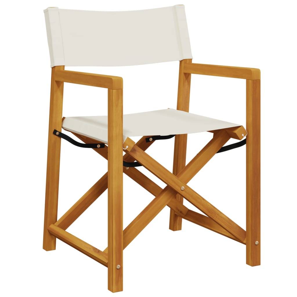 Lot de 6 chaises de jardin bois d'acacia et tissu blanc crème 54 x 53.5 x 85.5 cm - PANGIVO - Image 3