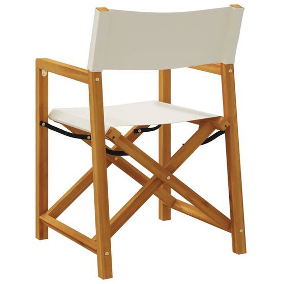 Lot de 6 chaises de jardin bois d'acacia et tissu blanc crème 54 x 53.5 x 85.5 cm - PANGIVO - Image 6