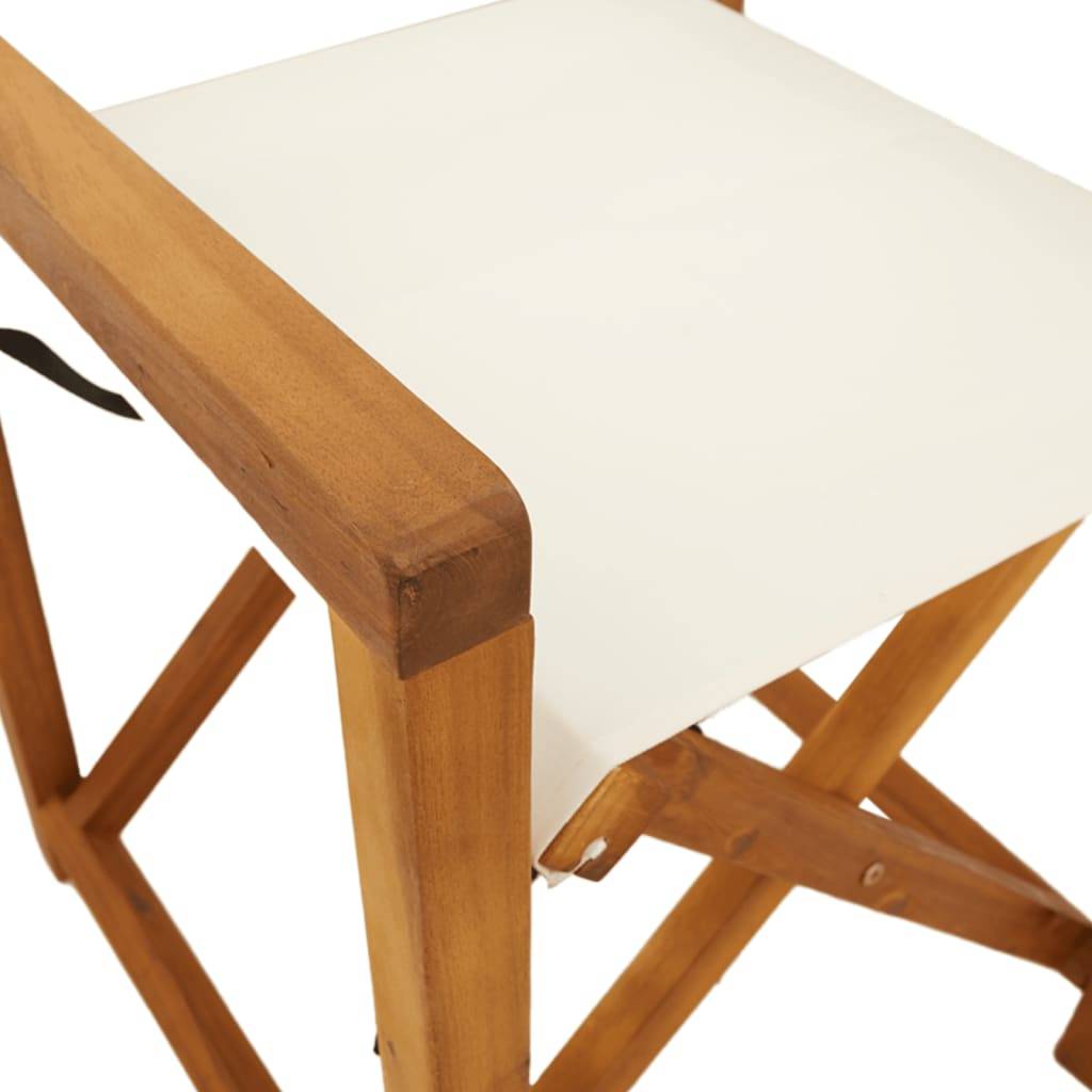 Lot de 6 chaises de jardin bois d'acacia et tissu blanc crème 54 x 53.5 x 85.5 cm - PANGIVO - Image 8