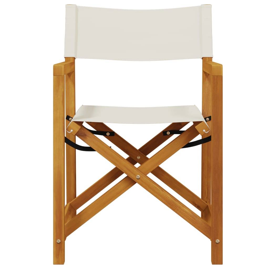 Lot de 6 chaises de jardin bois d'acacia et tissu blanc crème 54 x 53.5 x 85.5 cm - PANGIVO - Image 4