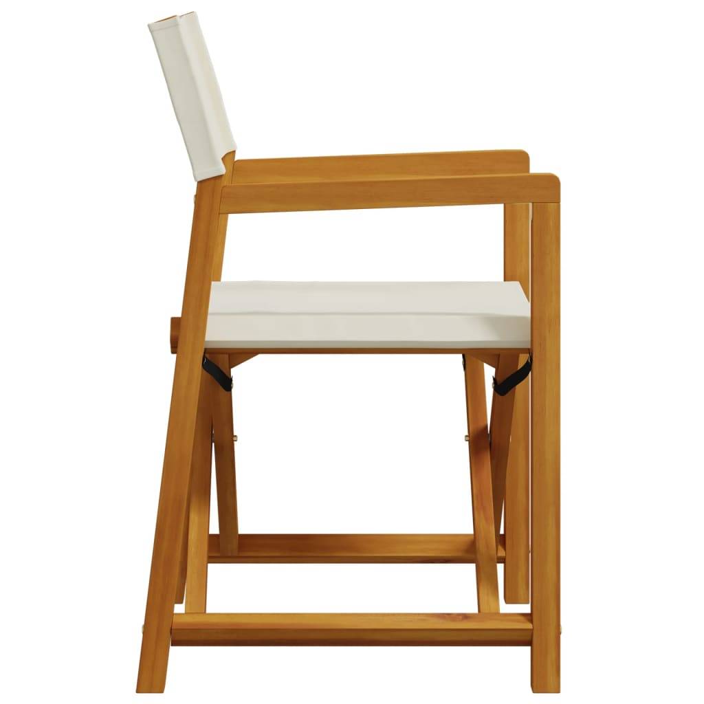Lot de 6 chaises de jardin bois d'acacia et tissu blanc crème 54 x 53.5 x 85.5 cm - PANGIVO - Image 5