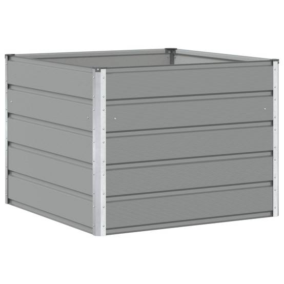 Jardinière moderne 100 x 100 x 75 cm durable et pratique pour terrasse et jardin en acier gris clair - Image 1