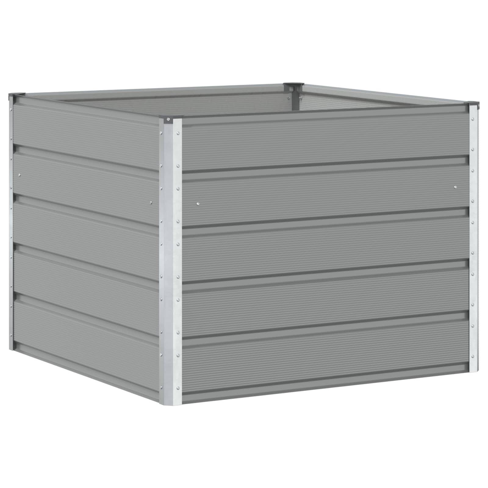 Jardinière moderne 100 x 100 x 75 cm durable et pratique pour terrasse et jardin en acier gris clair - Image 1
