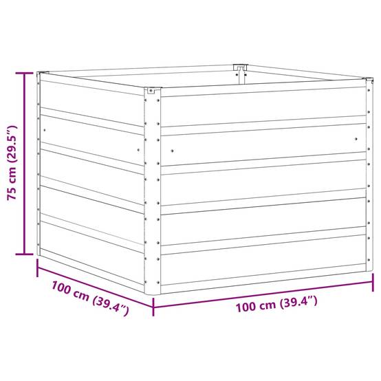 Jardinière moderne 100 x 100 x 75 cm durable et pratique pour terrasse et jardin en acier gris clair - Image 5