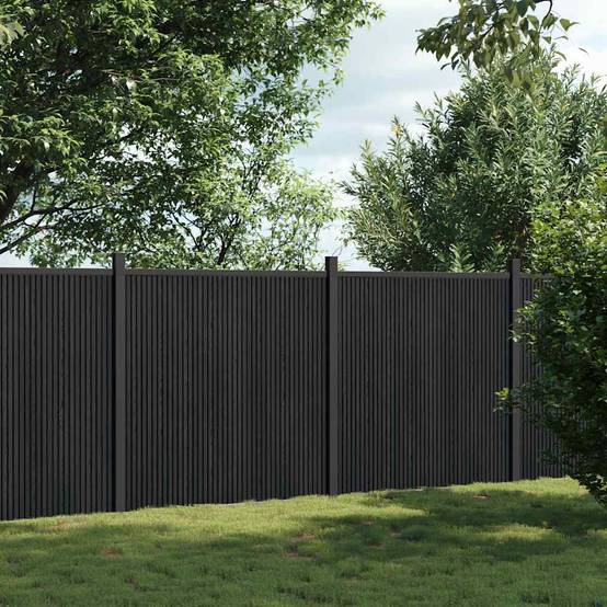 Panneau de clôture WPC gris 353 x 186 cm - PANGIVO - Image 3