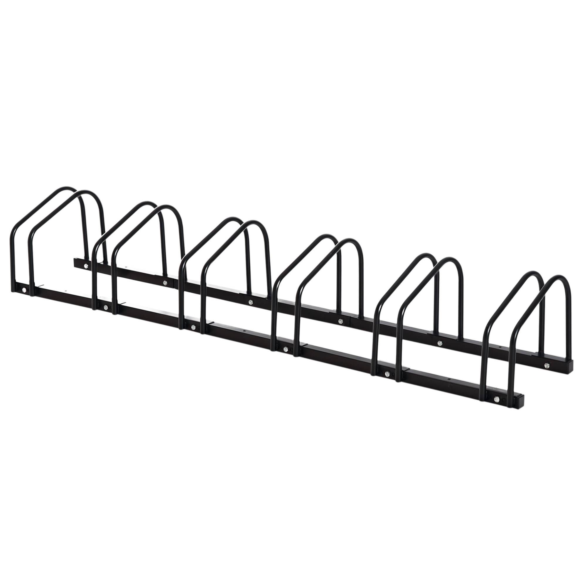Support noir en acier 6 vélos fixation sol ou murale 179 x 33 x 27 cm garage rangement grande capacité - Image 1