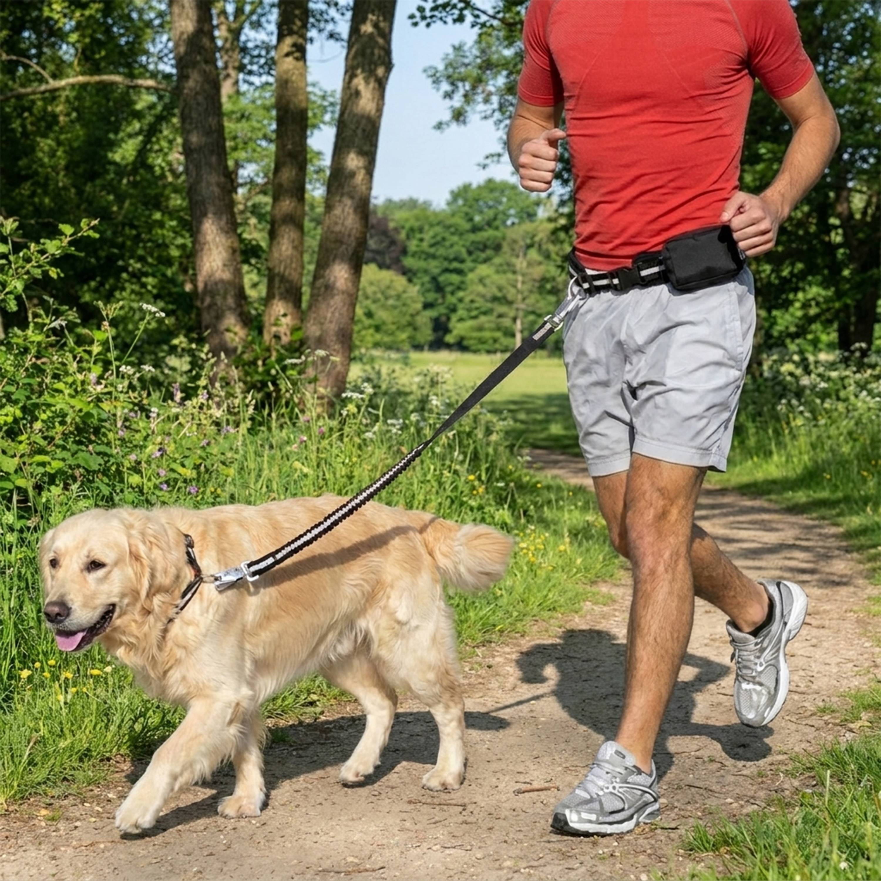 Ferplast - Ferplast ERGOCOMFORT FREETIME Laisse pour chien de course, Complet avec ceinture et sac de rangement, Extrémité élastique, Ø 70÷130 cm - B: 25 mm x L - Image 3