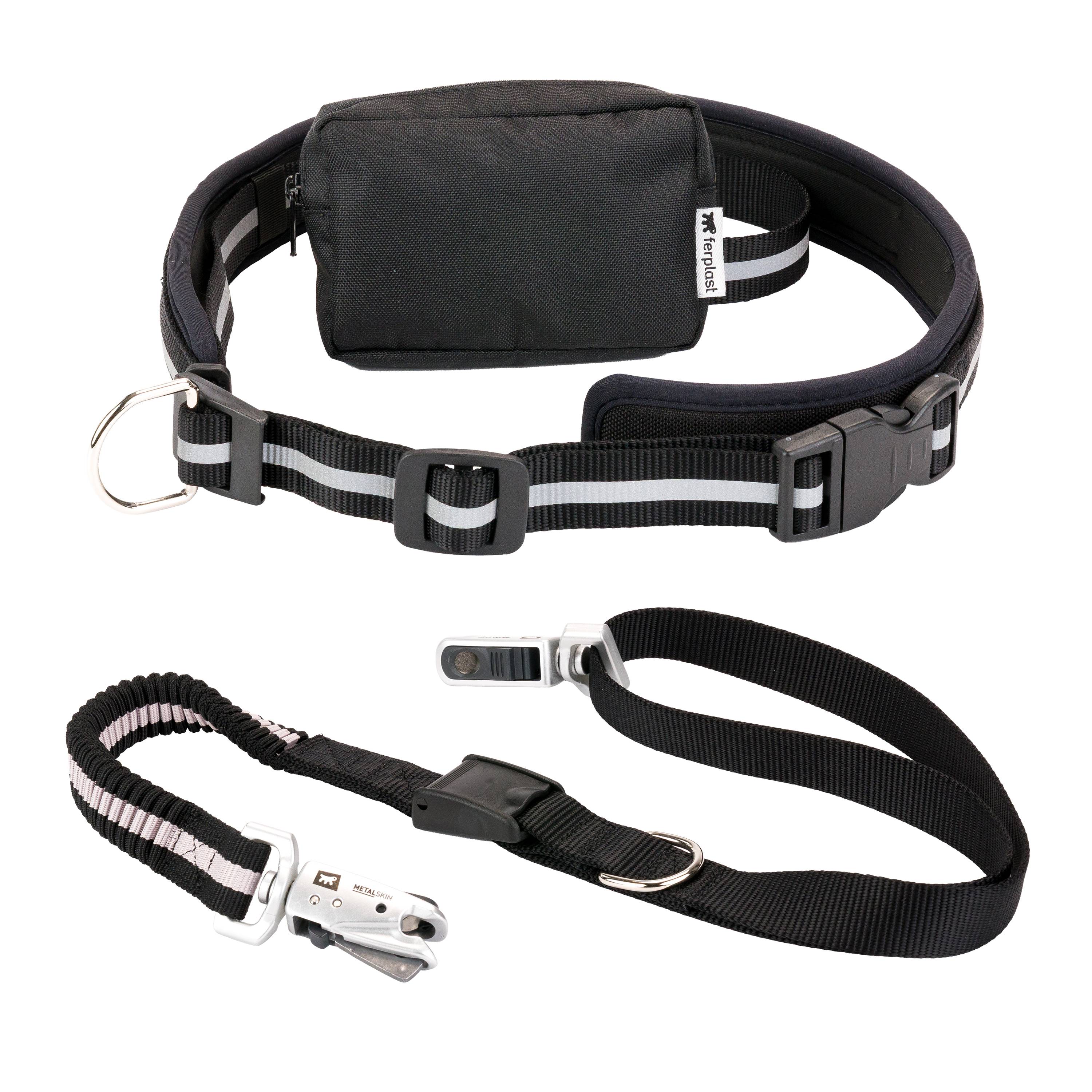 Ferplast - Ferplast ERGOCOMFORT FREETIME Laisse pour chien de course, Complet avec ceinture et sac de rangement, Extrémité élastique, Ø 70÷130 cm - B: 25 mm x L - Image 1