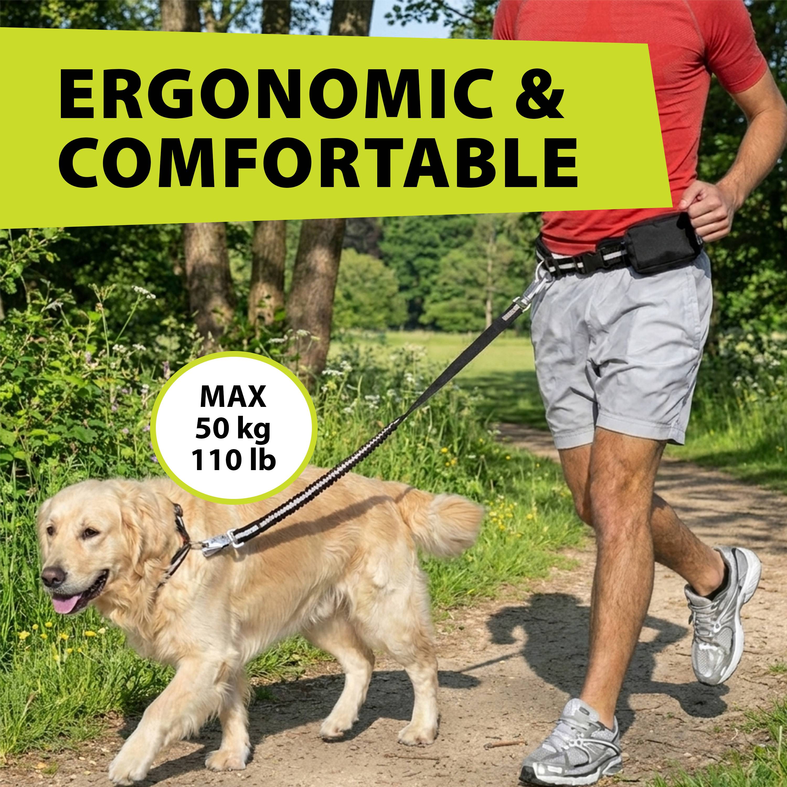 Ferplast - Ferplast ERGOCOMFORT FREETIME Laisse pour chien de course, Complet avec ceinture et sac de rangement, Extrémité élastique, Ø 70÷130 cm - B: 25 mm x L - Image 5
