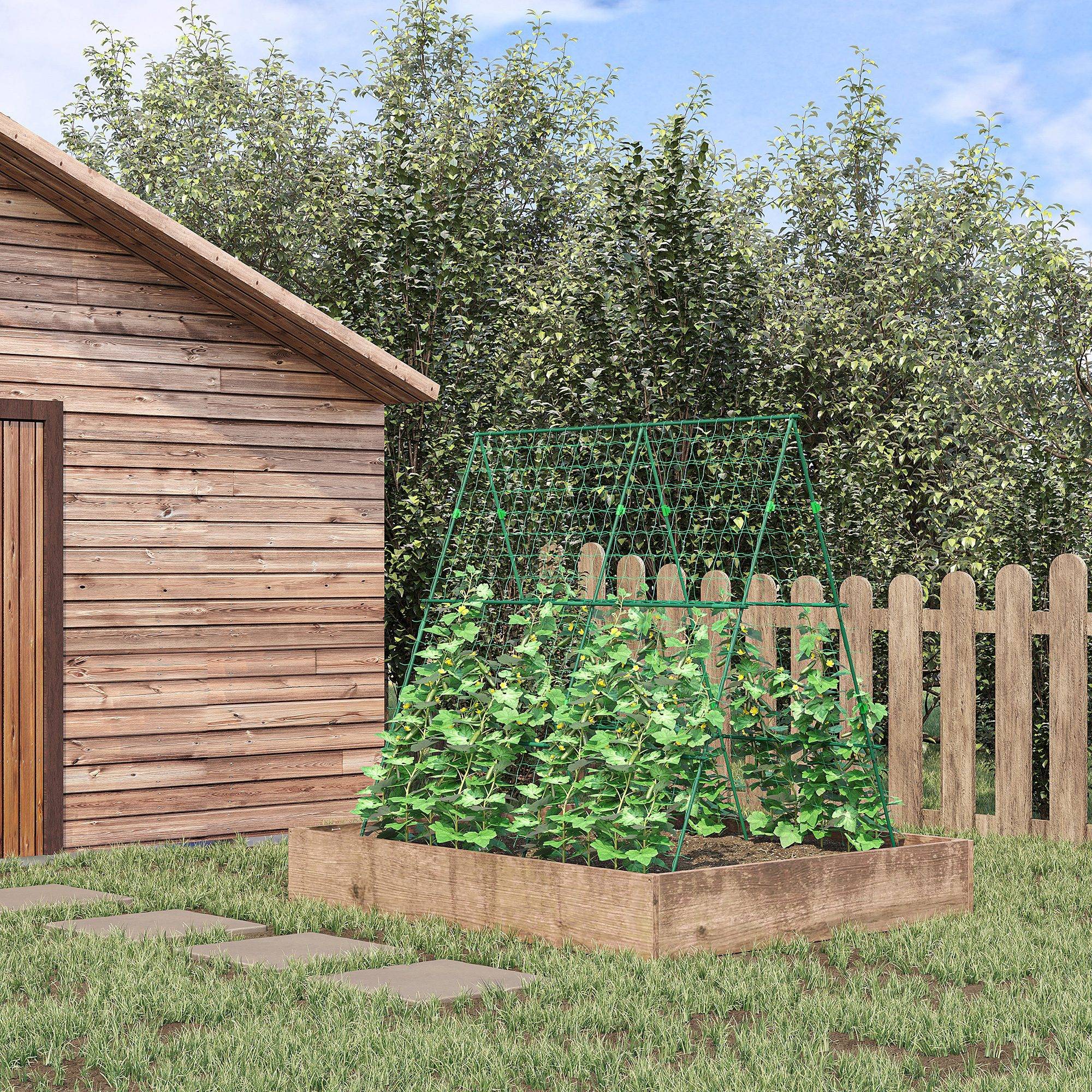 ComfortXL - Support pour plantes grimpantes acier vert 180 x 100 x 180 cm potager extérieur avec filet - ComfortXL Outdoor Living - Image 3