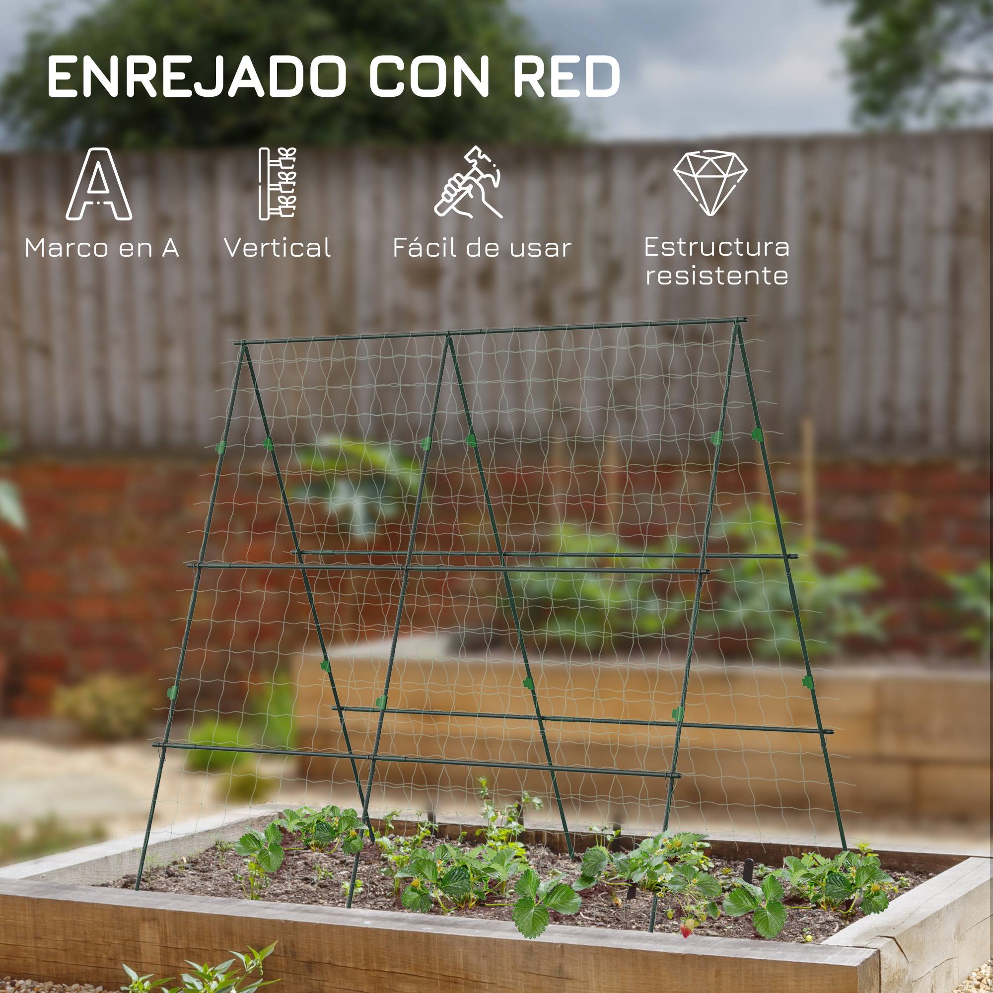 ComfortXL - Support pour plantes grimpantes acier vert 180 x 100 x 180 cm potager extérieur avec filet - ComfortXL Outdoor Living - Image 6