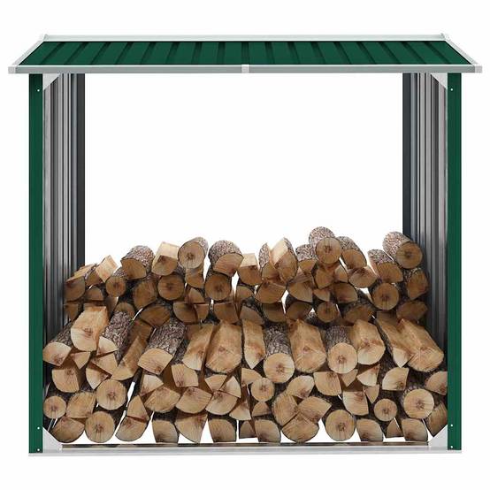 Abri à bûches Acier Galvanisé pour Jardin Stockage Bois 172x91x154 cm Vert - ComfortXL Outdoor Living - Image 1
