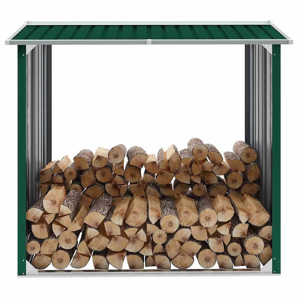 Abri à bûches Acier Galvanisé pour Jardin Stockage Bois 172x91x154 cm Vert - ComfortXL Outdoor Living - Image 1