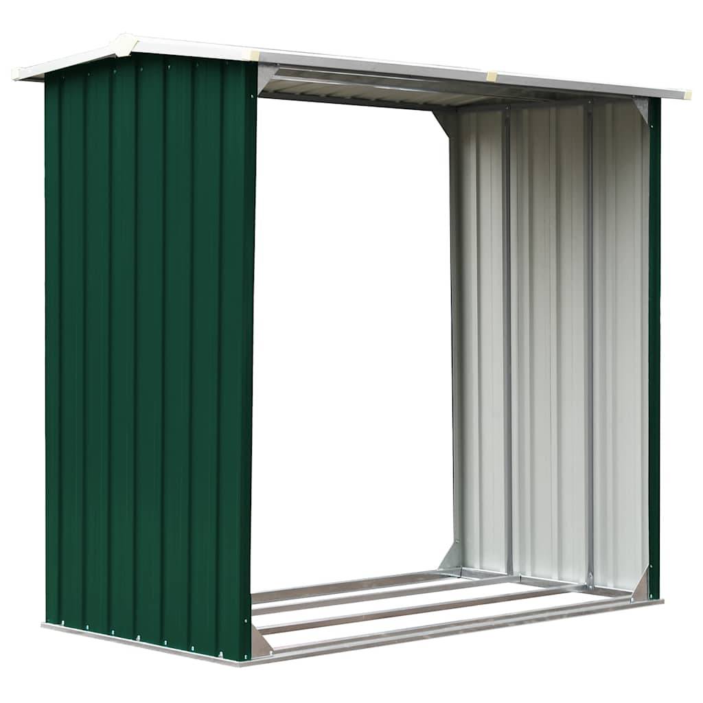 Abri à bûches Acier Galvanisé pour Jardin Stockage Bois 172x91x154 cm Vert - ComfortXL Outdoor Living - Image 2