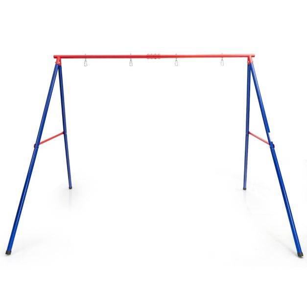 Helloshop26 - Portique de balançoire en métal avec structure en a support de balançoire en acier avec tapis antidérapant charge 250 kg 260 x 182 x 182 cm - Image 2