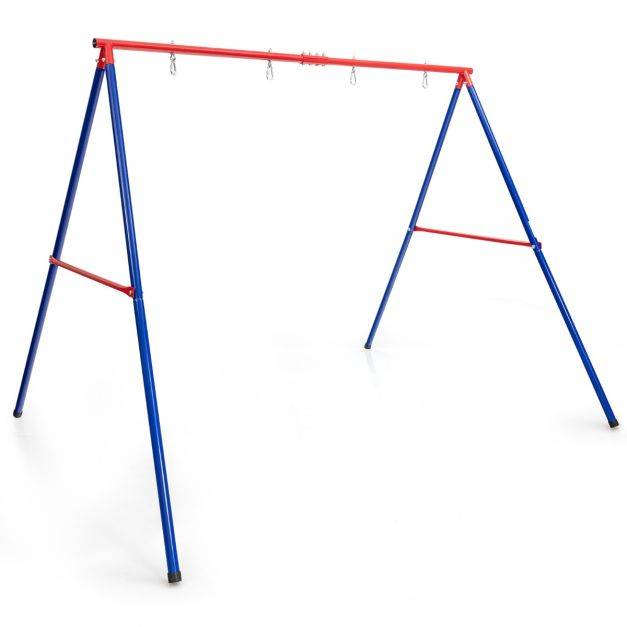 Helloshop26 - Portique de balançoire en métal avec structure en a support de balançoire en acier avec tapis antidérapant charge 250 kg 260 x 182 x 182 cm - Image 3