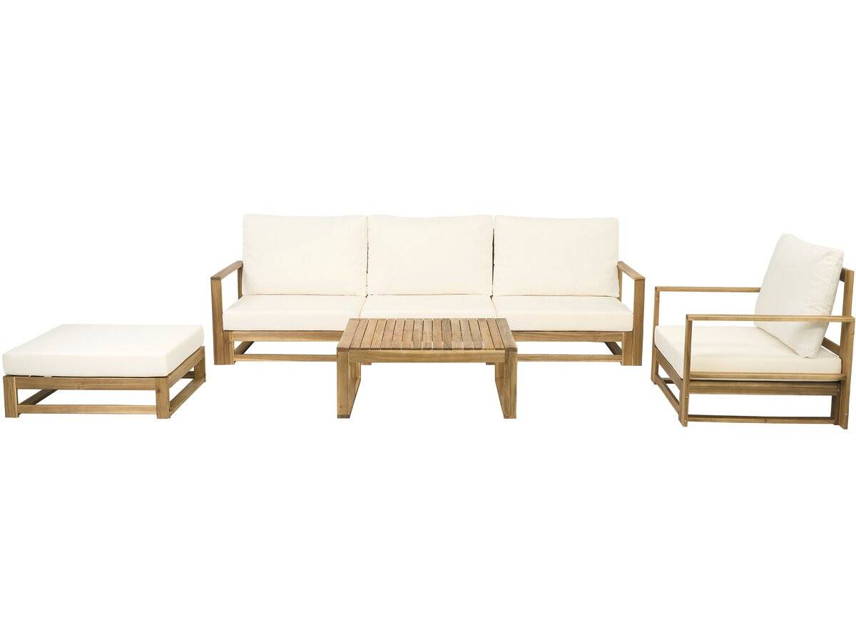 Salon De Jardin En Bois Modulable Avec Coussins "bellingham" - 5 Places - Beige -habitat Et Jardin - Image 1