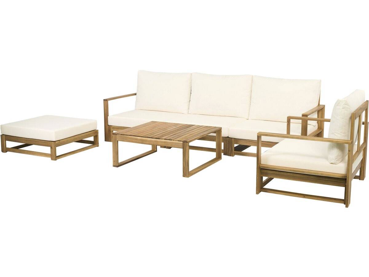 Salon De Jardin En Bois Modulable Avec Coussins "bellingham" - 5 Places - Beige -habitat Et Jardin - Image 4