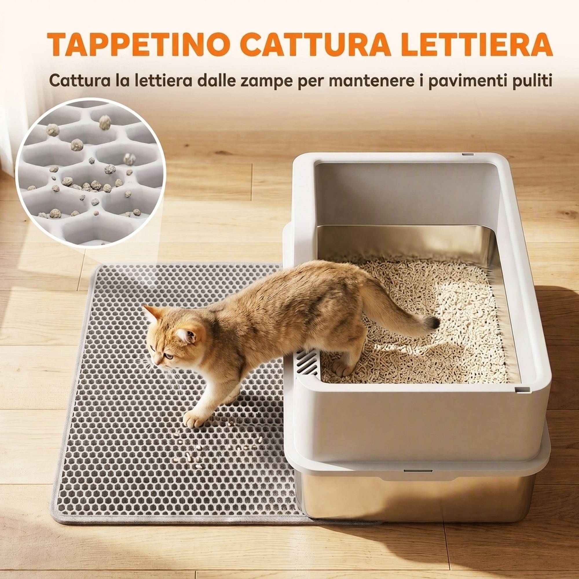 Bac à litière semi-fermé XL avec tapis, 30 L, gris clair - Image 10