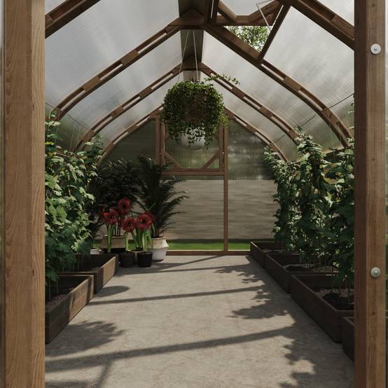Serre en bois 18m² Norhage Tre 300 - Polycarbonate 10mm - Image 4