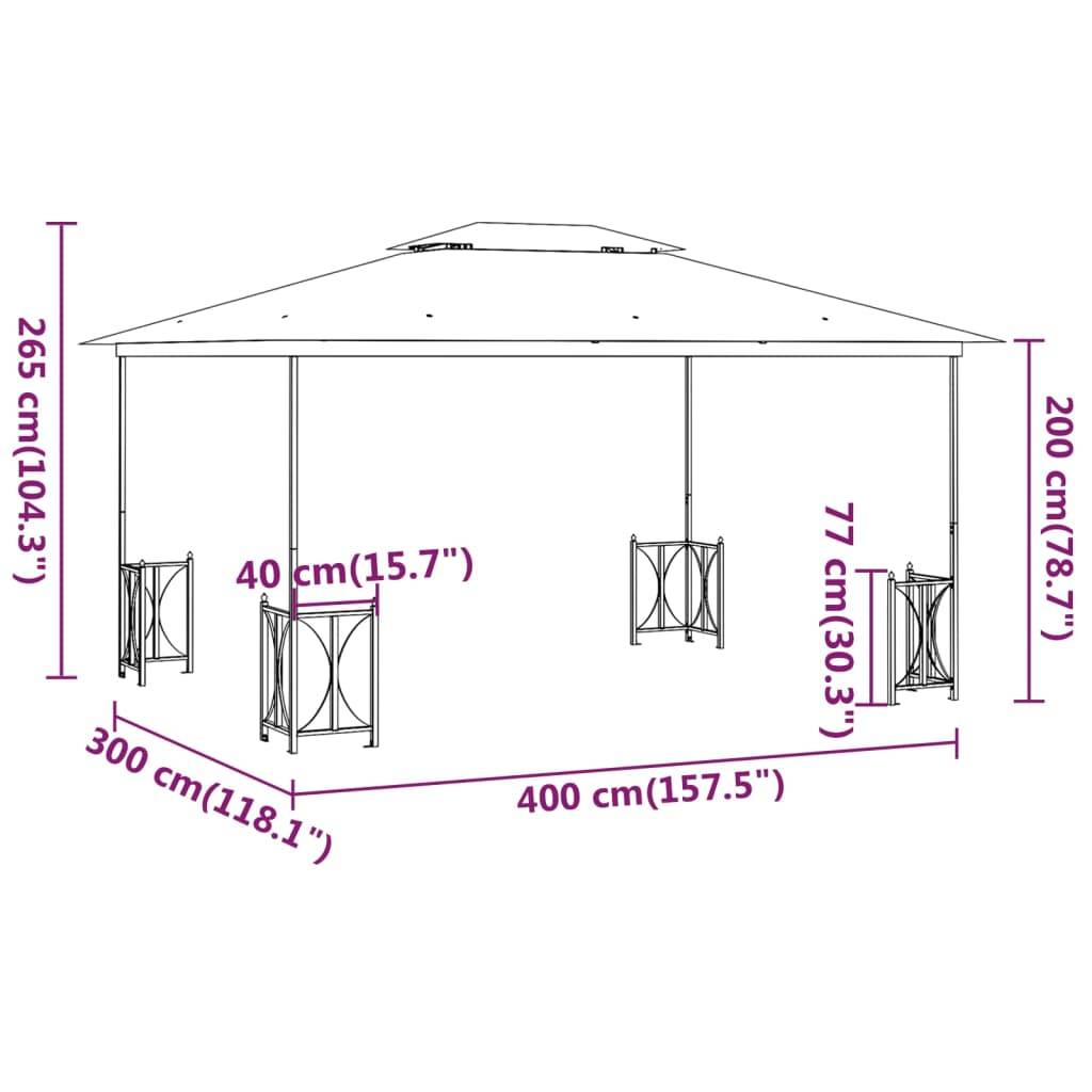 ComfortXL - Grande Tonnelle 4x3m avec Parois Amovibles et Double Toit Taupe - ComfortXL Outdoor Living - Image 6