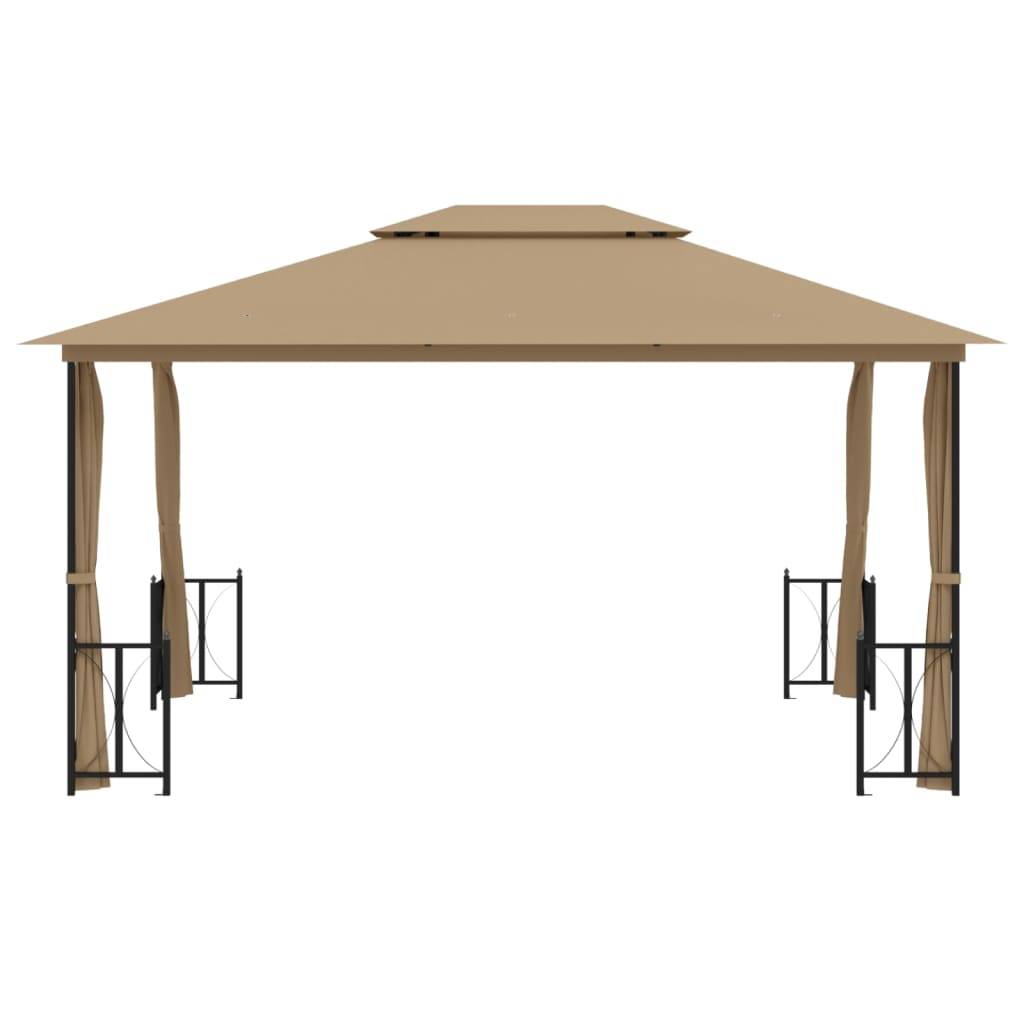 ComfortXL - Grande Tonnelle 4x3m avec Parois Amovibles et Double Toit Taupe - ComfortXL Outdoor Living - Image 3