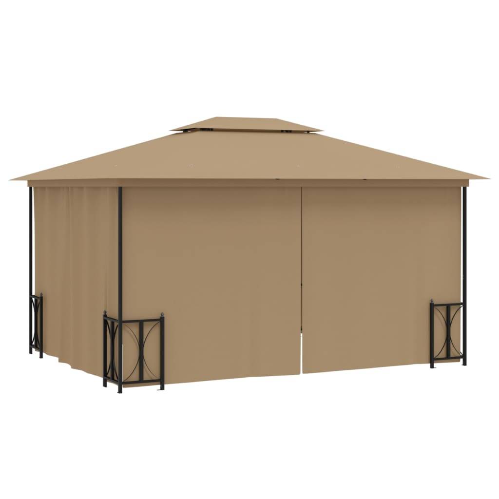 ComfortXL - Grande Tonnelle 4x3m avec Parois Amovibles et Double Toit Taupe - ComfortXL Outdoor Living - Image 4