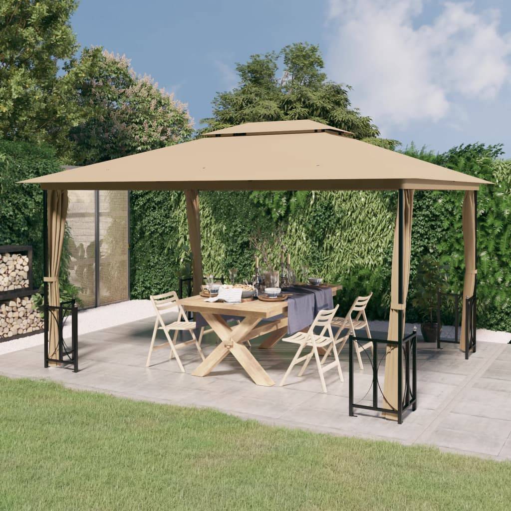 ComfortXL - Grande Tonnelle 4x3m avec Parois Amovibles et Double Toit Taupe - ComfortXL Outdoor Living - Image 1
