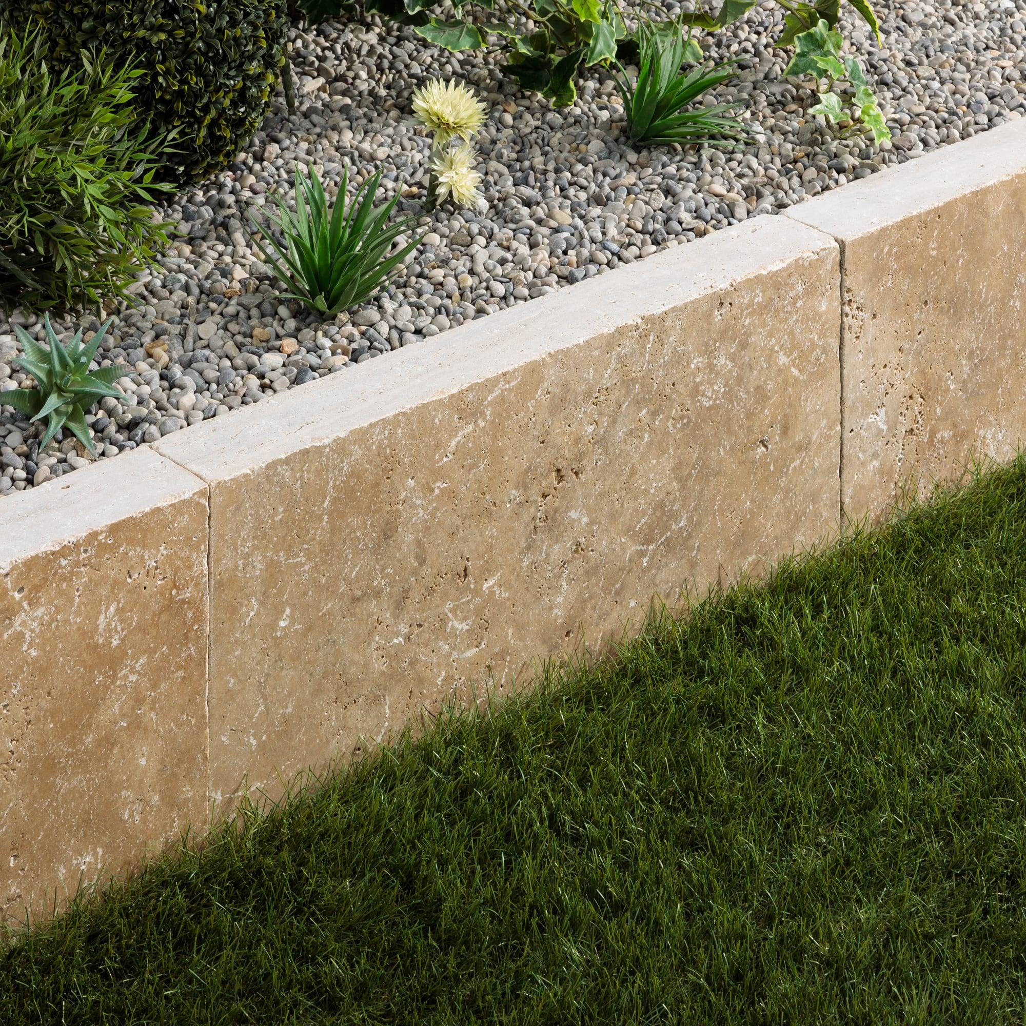 RO'MA Nature - Bordure de jardin Travertin Beige Nuancé 61x33x8 cm (à l'unité) - RO'MA NATURE - Image 1