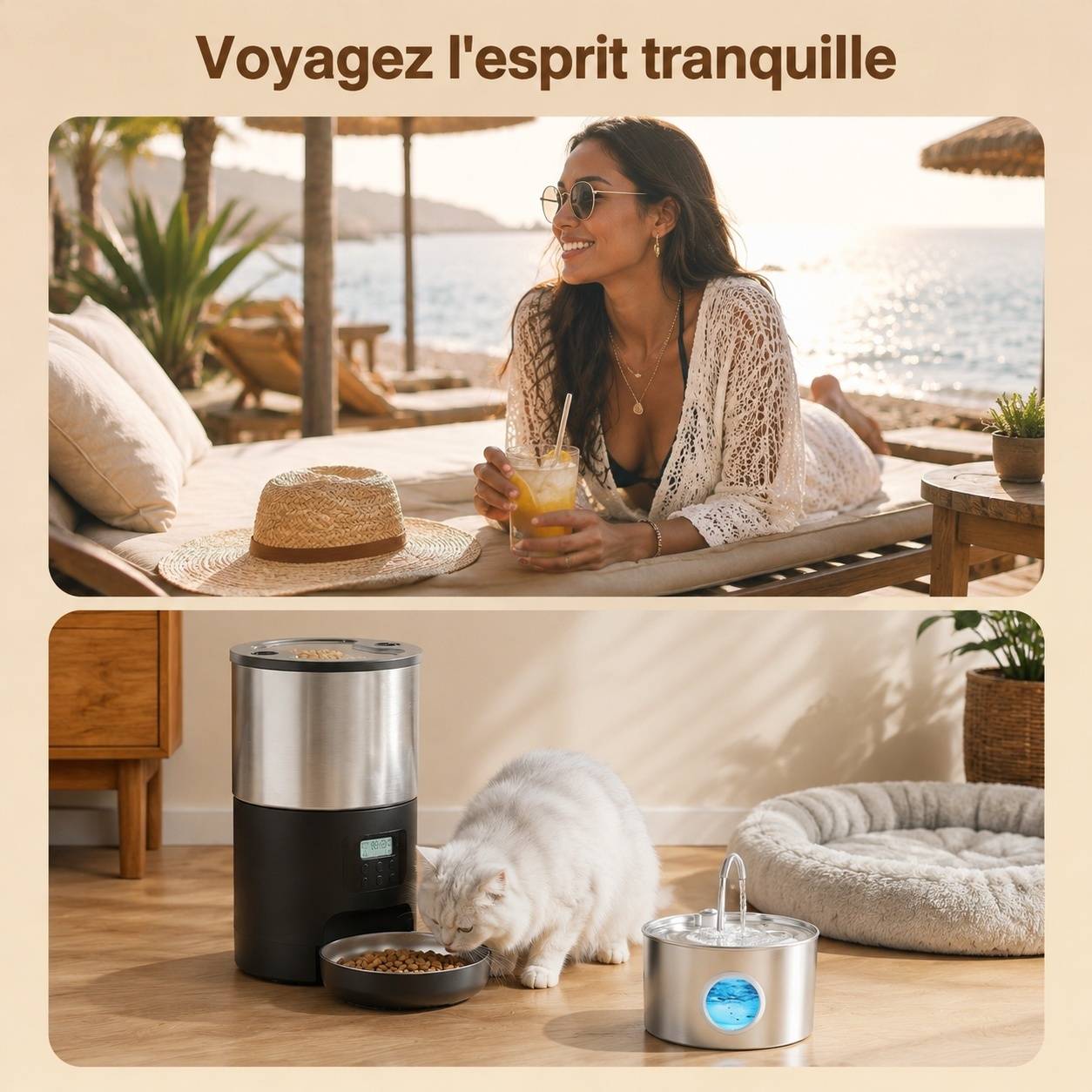 Distributeur Automatique 2 en 1 Chat Acier Inoxydable Portion Contrôle Horloge 4 Repas Grand Volume - Image 7