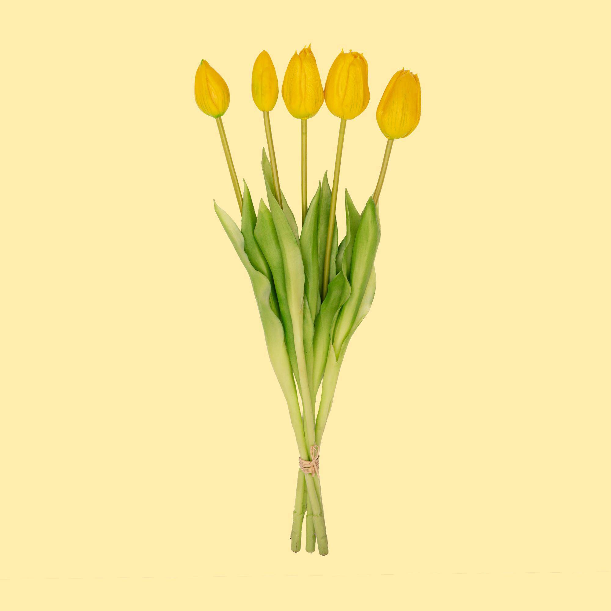 PANGIVO - Bouquet de tulipes artificielles matière synthétique jaune 15 x 15 x 42 cm - PANGIVO - Image 6