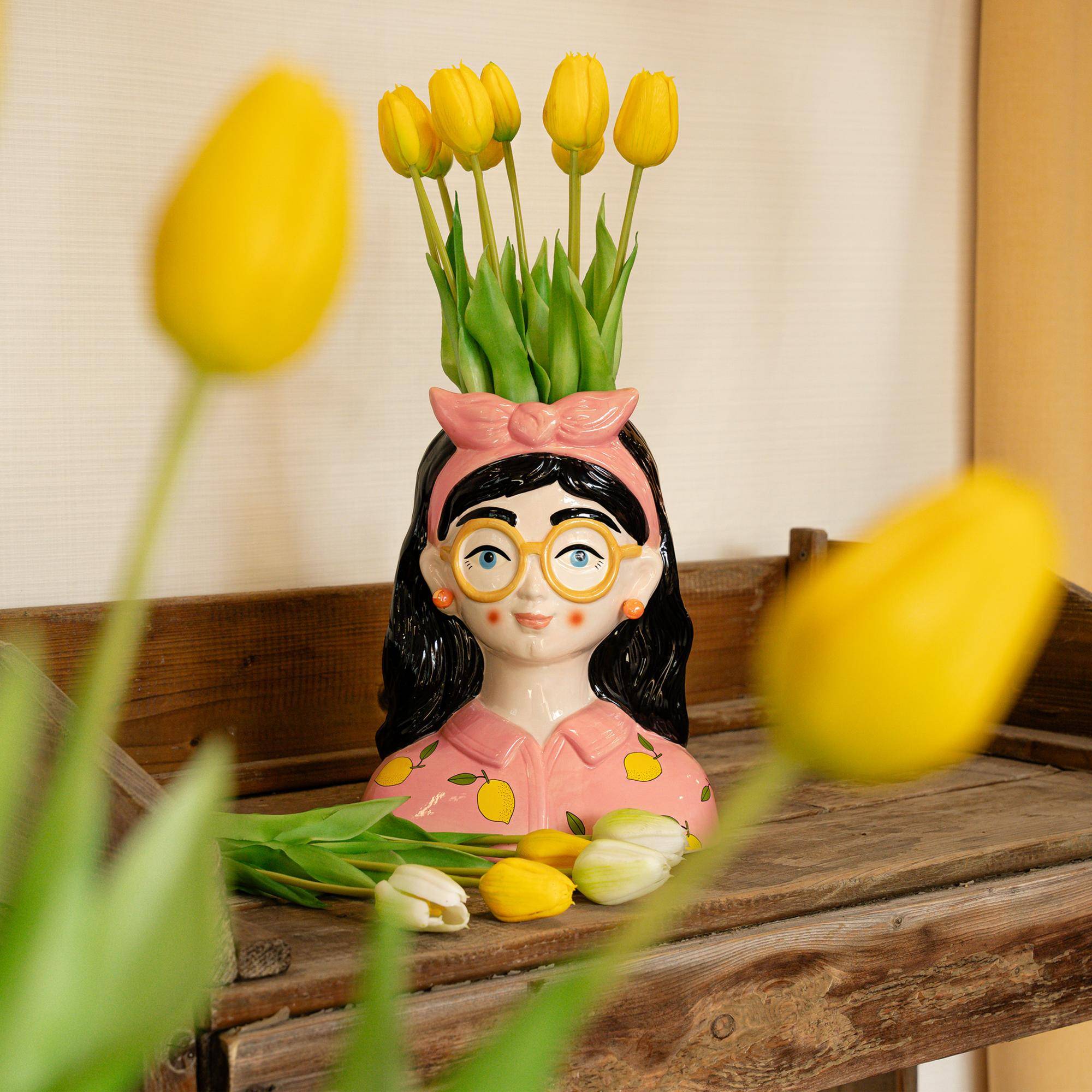 PANGIVO - Bouquet de tulipes artificielles matière synthétique jaune 15 x 15 x 42 cm - PANGIVO - Image 4