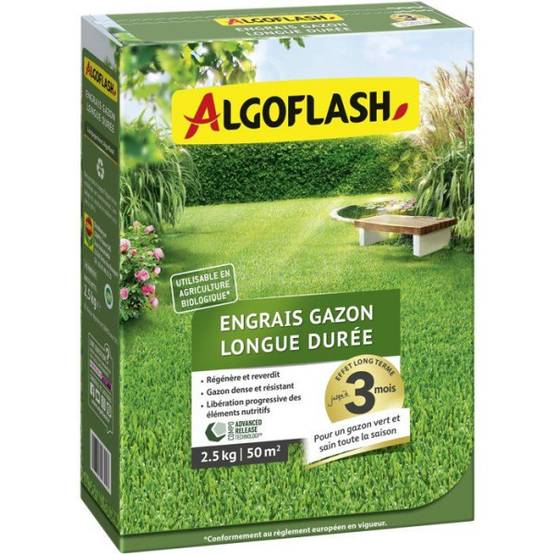 Algoflash - Engrais gazon - ALGOFLASH - Longue durée - 2,5 kg