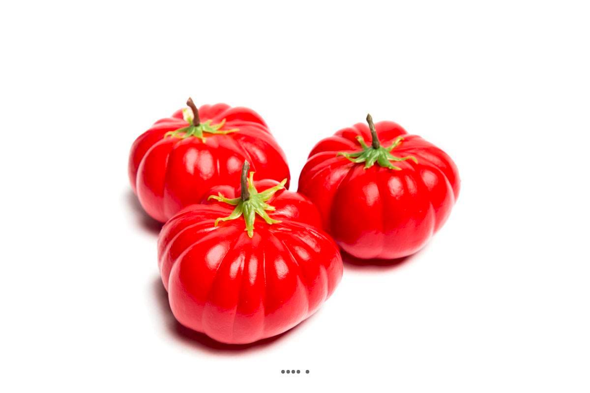 Artificielles - Tomate Coeur de boeuf et feuilles x3 Plastique soufflé D 80x65 mm - Image 1