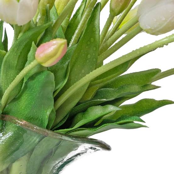 Bouquet de 10 Tulipes Artificielles Blanc - Matière PU Souple et Réaliste - Décoration Élégante - Lytech - Image 4