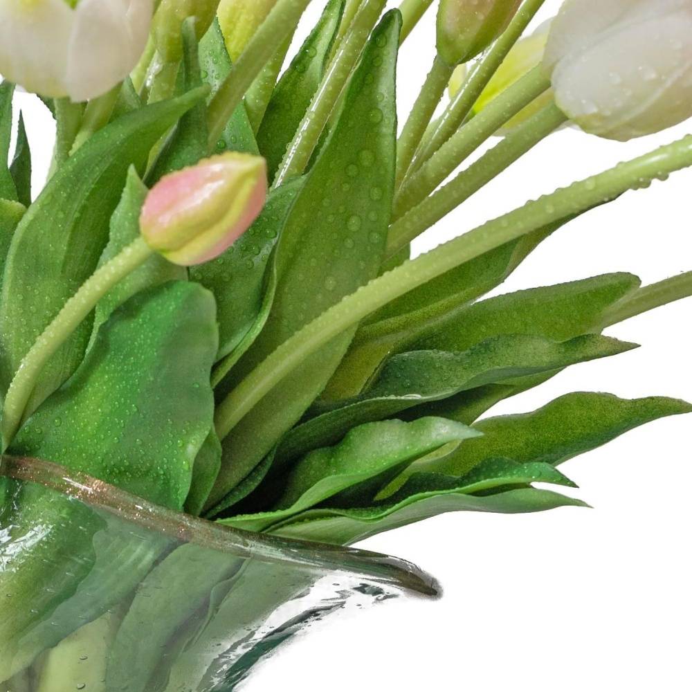 Bouquet de 10 Tulipes Artificielles Blanc - Matière PU Souple et Réaliste - Décoration Élégante - Lytech - Image 4