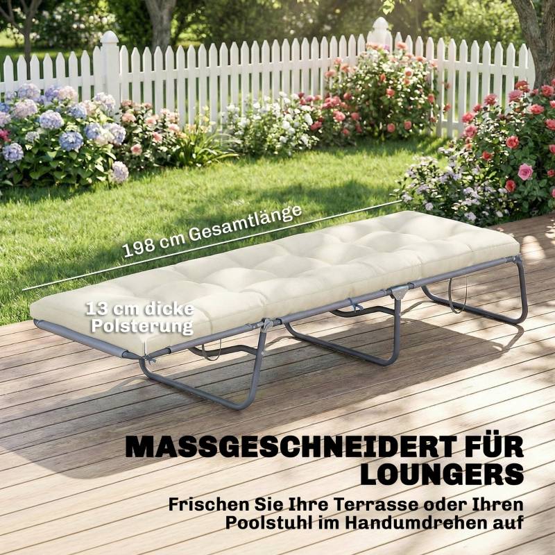 ComfortXL - Coussin bain de soleil polyester pour terrasse avec sangles 198 x 65 x 13 cm beige - ComfortXL Outdoor Living - Image 4