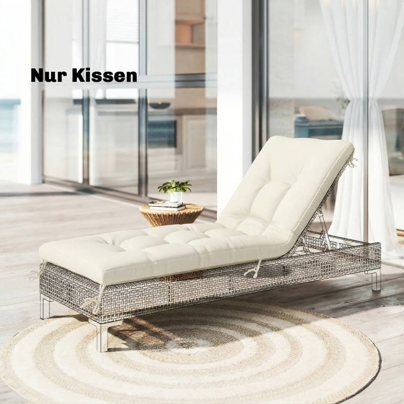 ComfortXL - Coussin bain de soleil polyester pour terrasse avec sangles 198 x 65 x 13 cm beige - ComfortXL Outdoor Living - Image 2