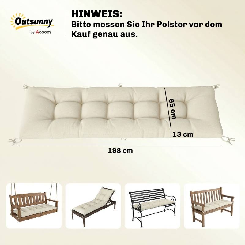 ComfortXL - Coussin bain de soleil polyester pour terrasse avec sangles 198 x 65 x 13 cm beige - ComfortXL Outdoor Living - Image 3