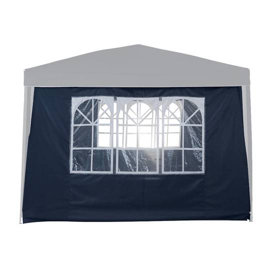 Mur fenêtre bleu 2,9x1,95 m pour tonnelle pliante 3x3 m – Toile polyester avec fenêtre PVC intégrée - TERRE JARDIN - Image 1